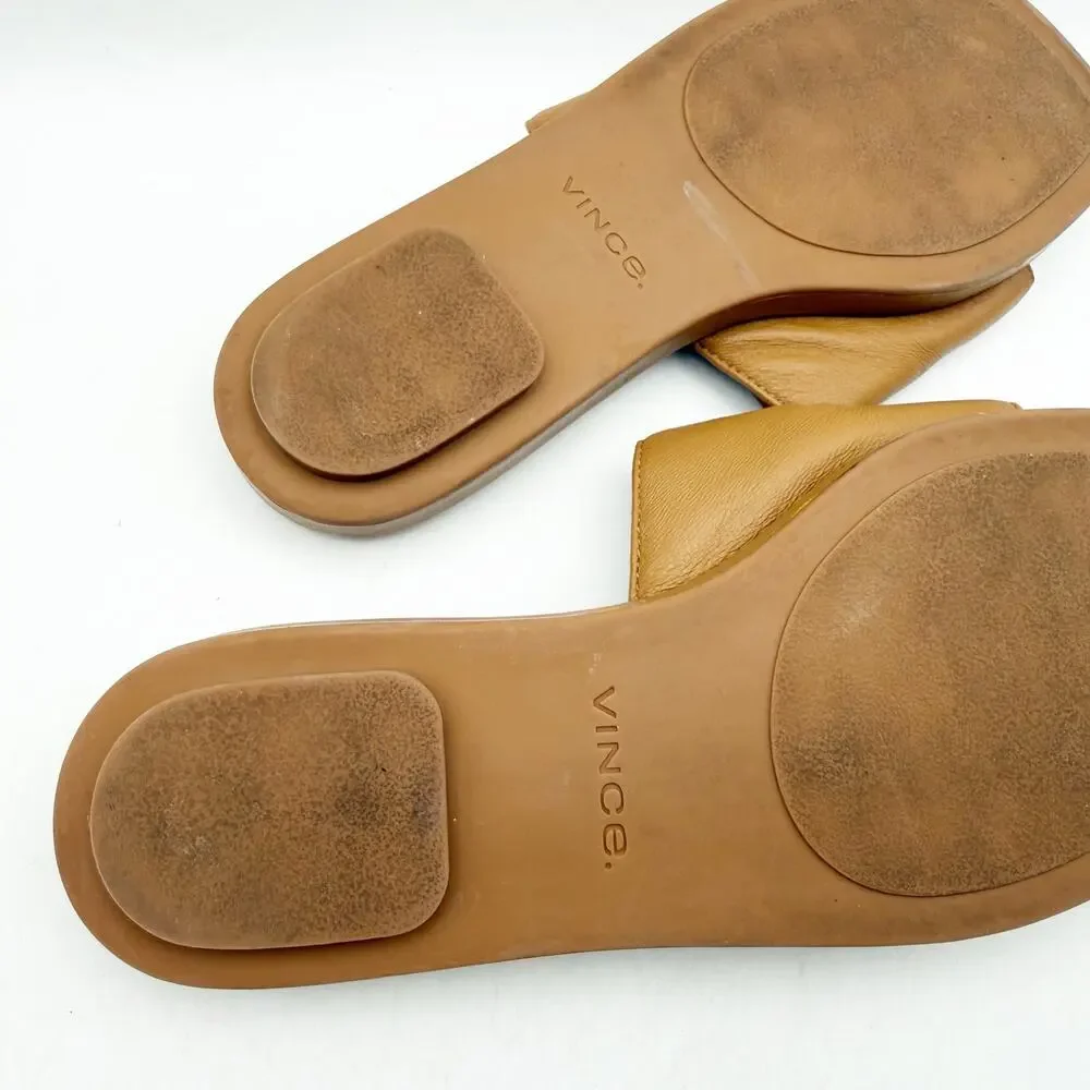 Vince Womens Rhode-B Slide Sandals US 6 M EU 36 Tan Leather EUC
